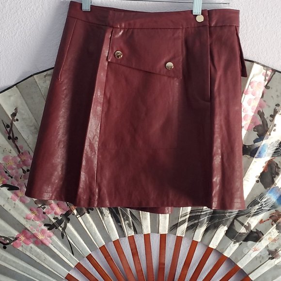Zara Red Leather Skirt - Picture 1 of 3